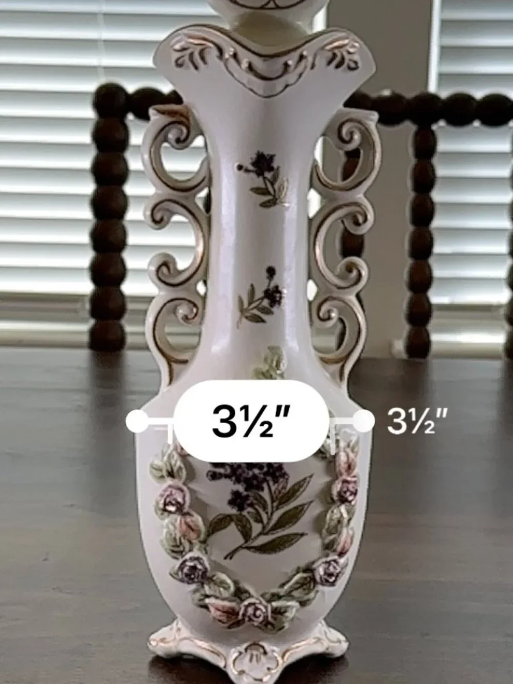 Vintage Japanese Porcelain Vase – NC Mark 6959A – Applied Roses – 10.5